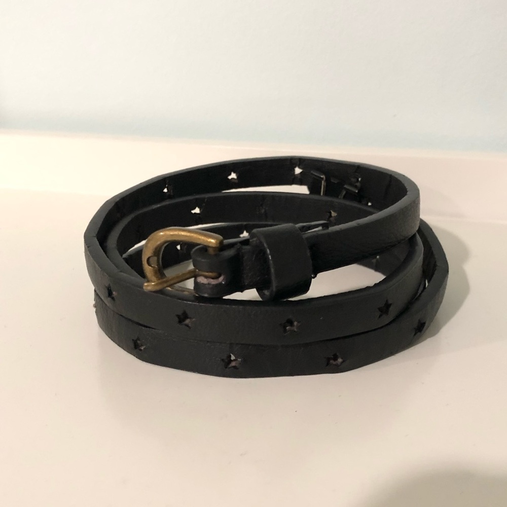 Laser cut Star Skinny Black Belt